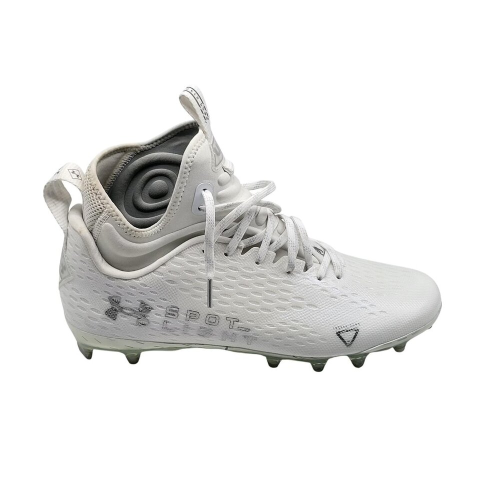 Under Armour Spotlight Football Cleats Men's Sz 10 White Lightweight Molded Shoe